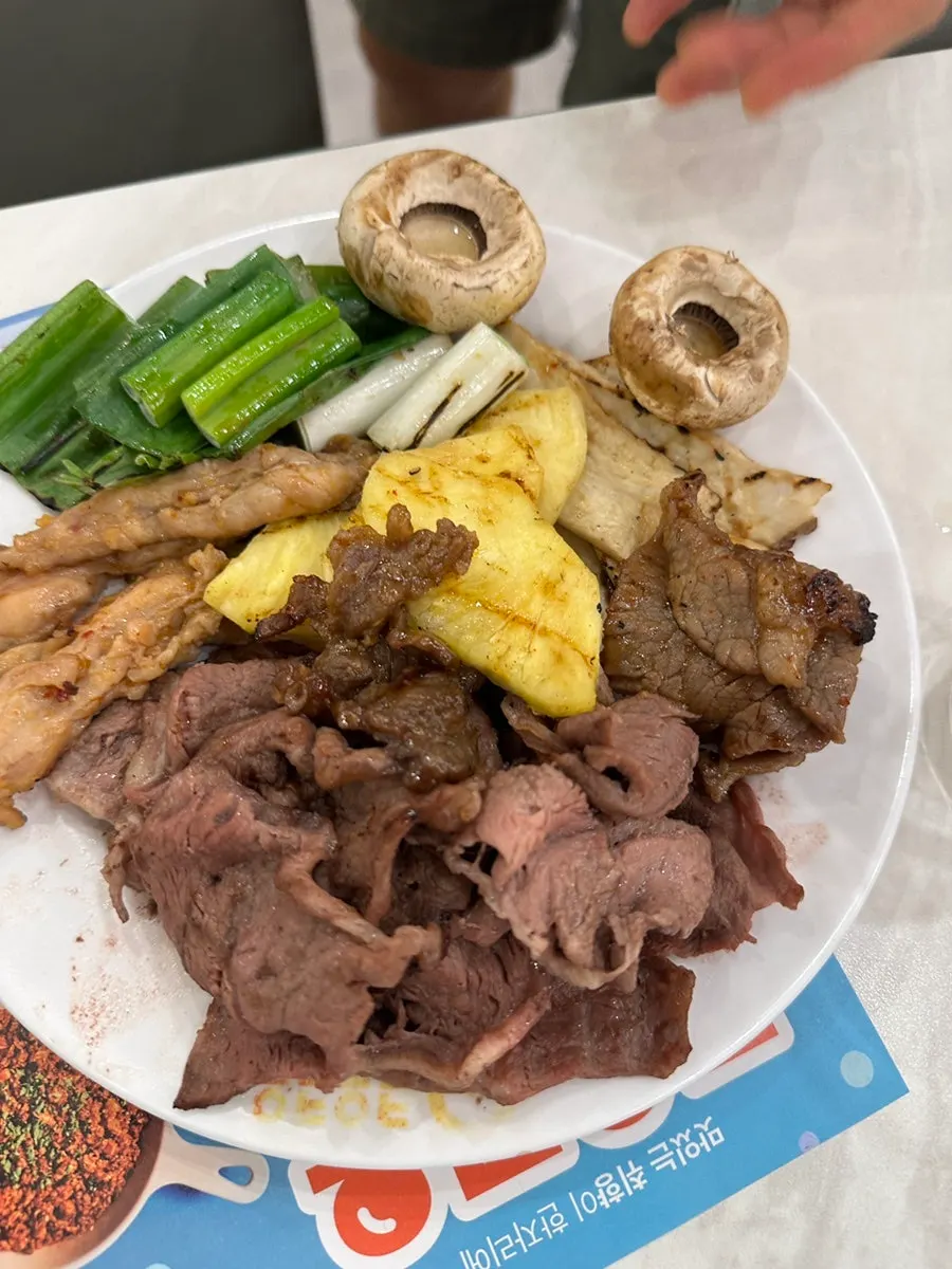 Meat being grilled on the plate