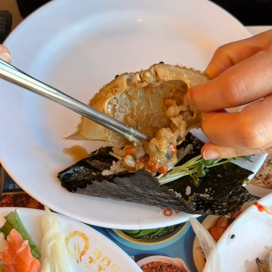 Soy crab and shrimp at the seafood corner