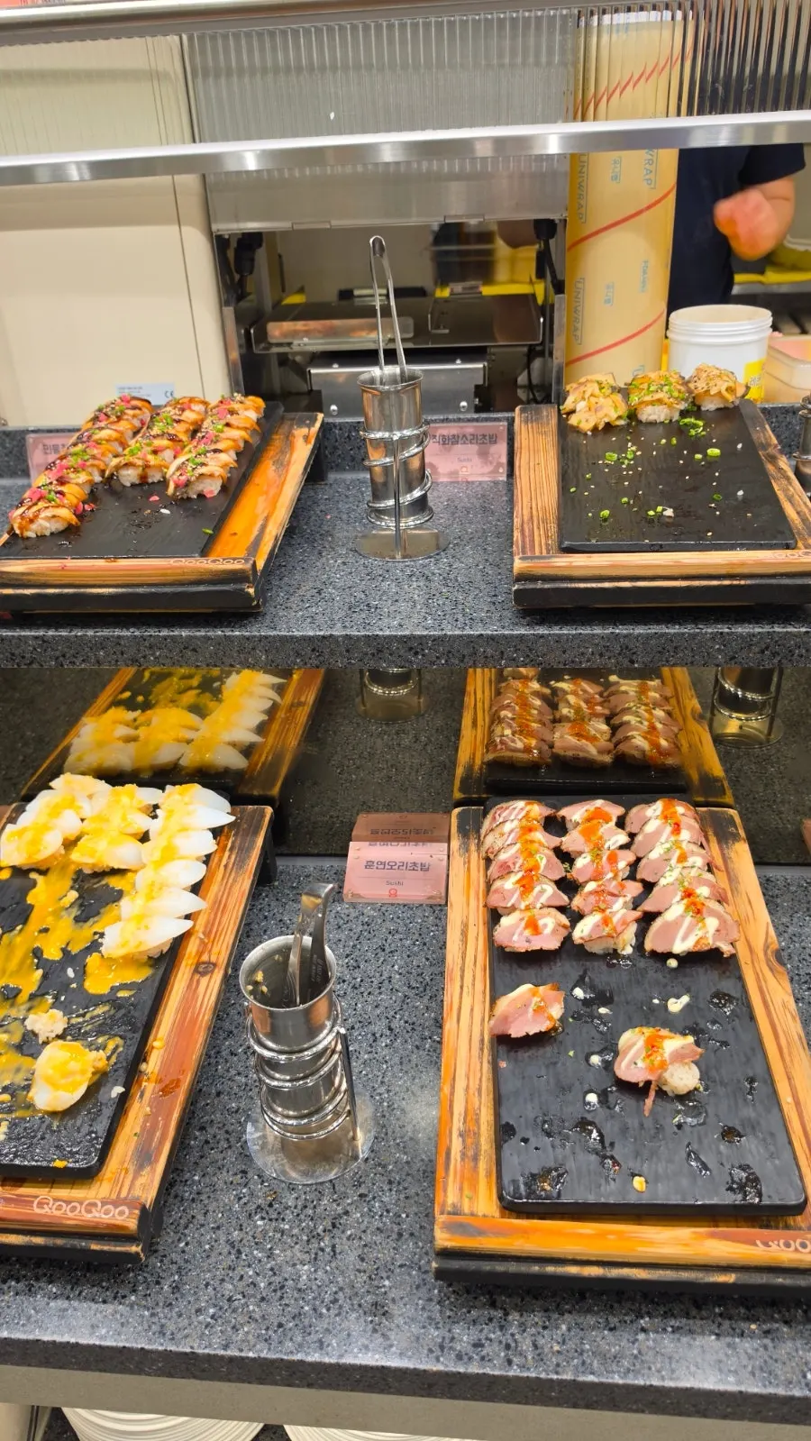 Plate of flounder and salmon sushi