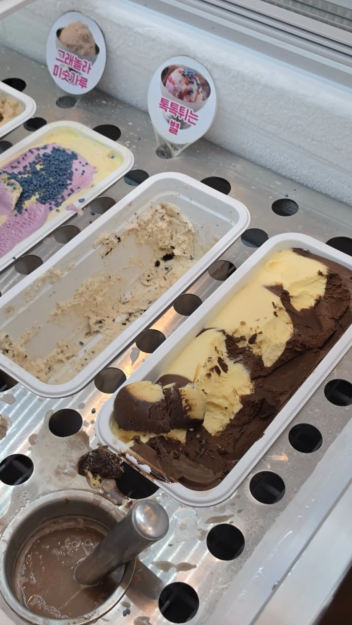 Choco vanilla sorbet ice cream in a cup