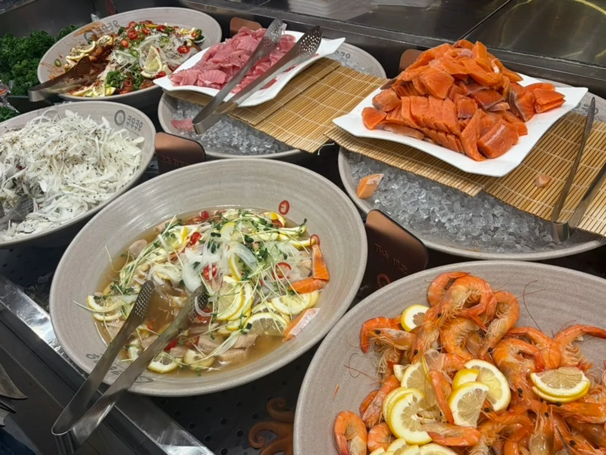 A plate piled with sushi