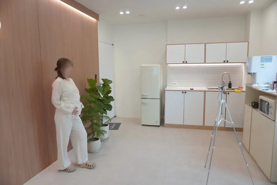 휴대폰 고정 촬영 세팅 모습