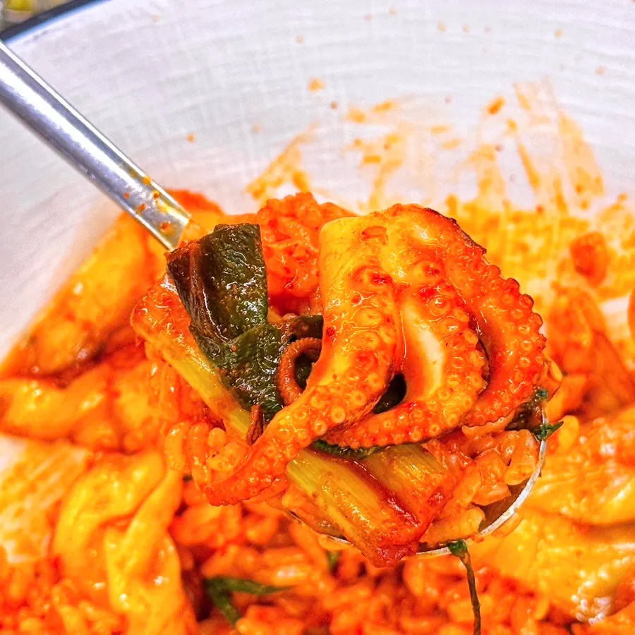 깻잎과 천사채냉채 쭈꾸미 조합