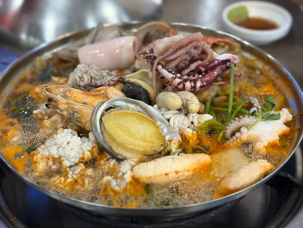 Prepared seafood assortment from the seafood stew