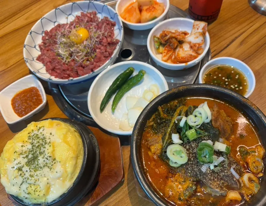 Gamjatang and pork belly menu