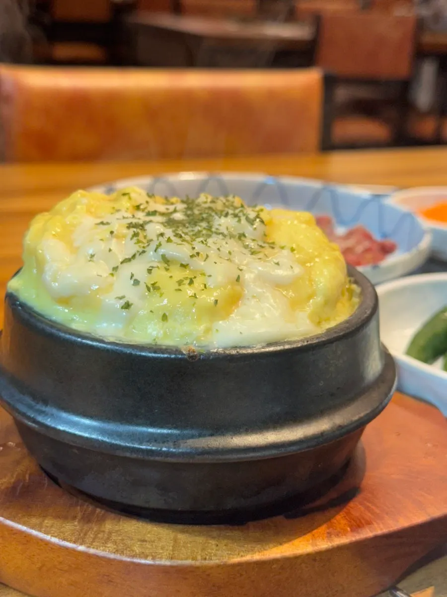 Cheese steamed egg and the ordered food