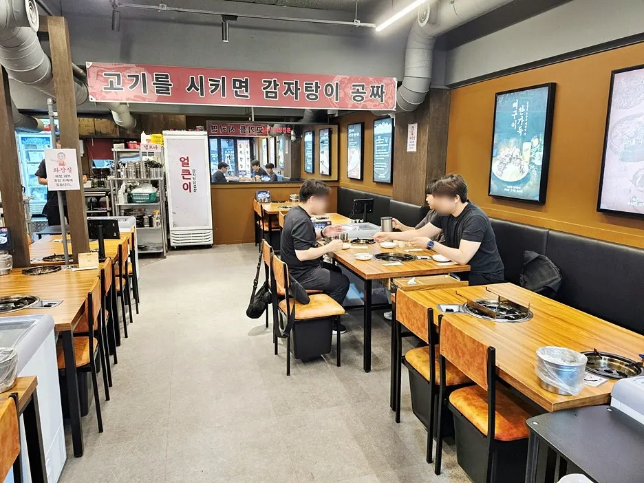 Spacious, clean tables inside the restaurant