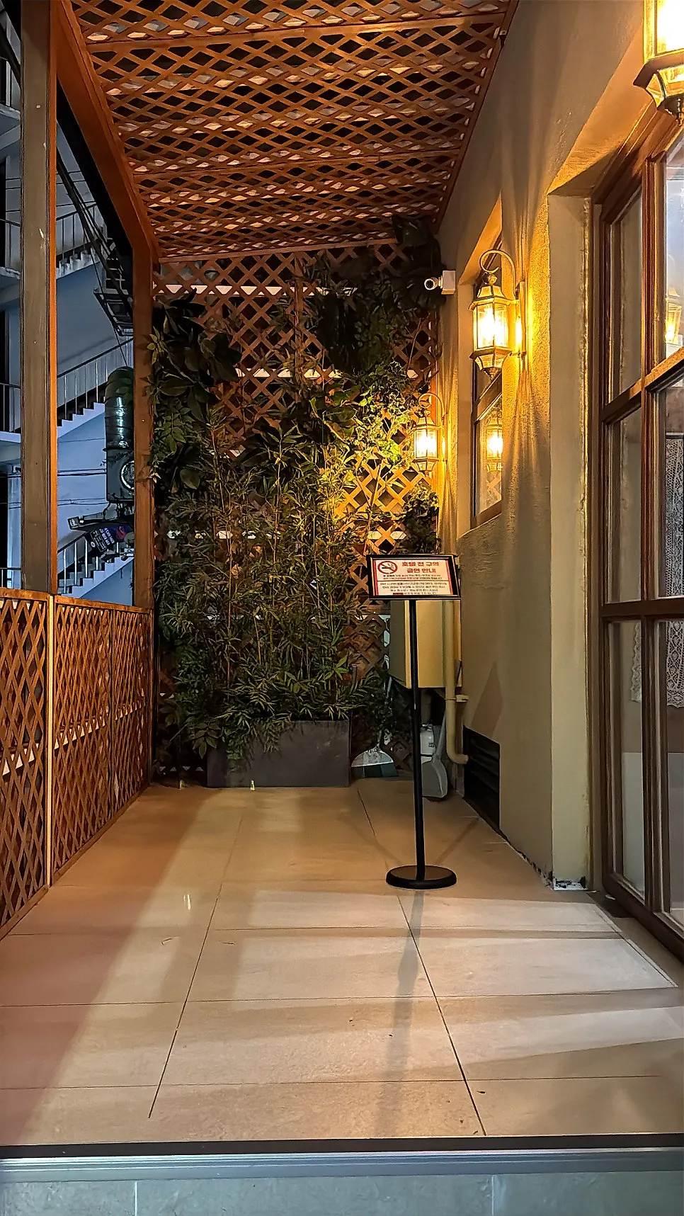 No-smoking sign posted at the hotel entrance