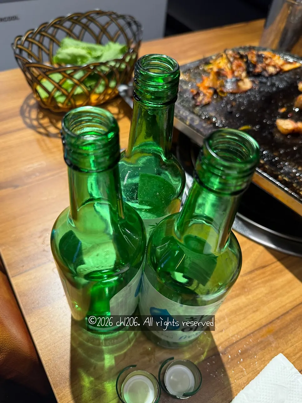 Ice-cold soju grabbed directly from the fridge