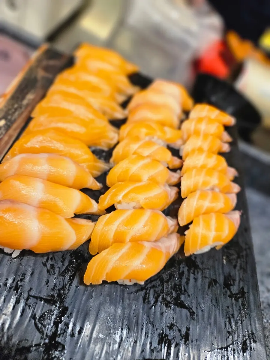 Sushi and seafood display corner