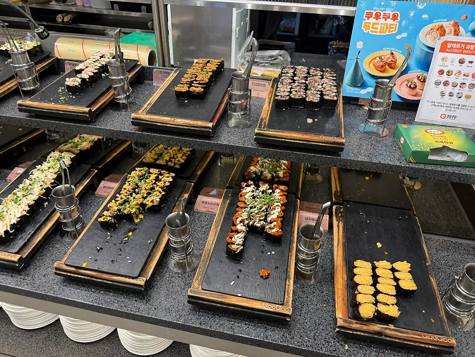 Sushi plates restocked by the chef