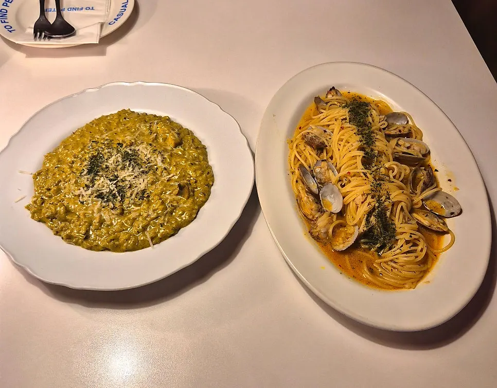 Pasta and risotto table setting at Two Find Peter Bupyeong