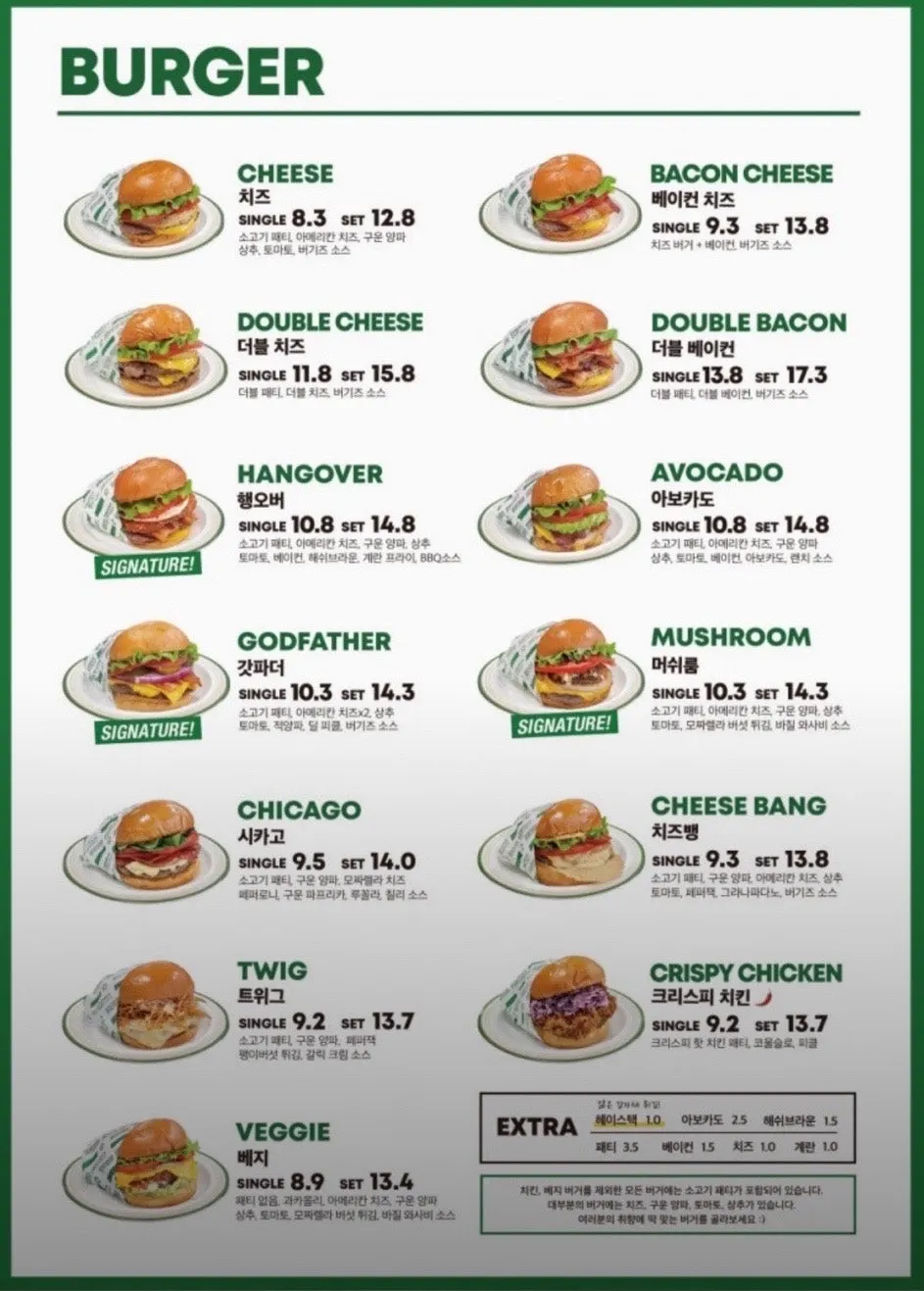 Burgiz Daeheung burger menu board