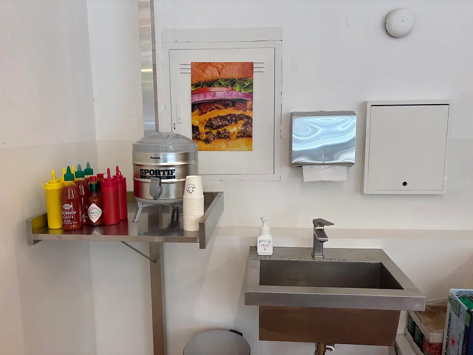 Hand-washing sink inside the store