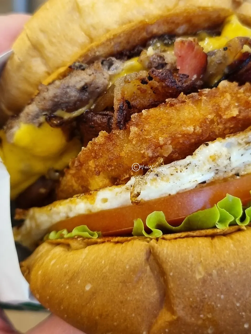 Hangover burger with spicy barbecue sauce added