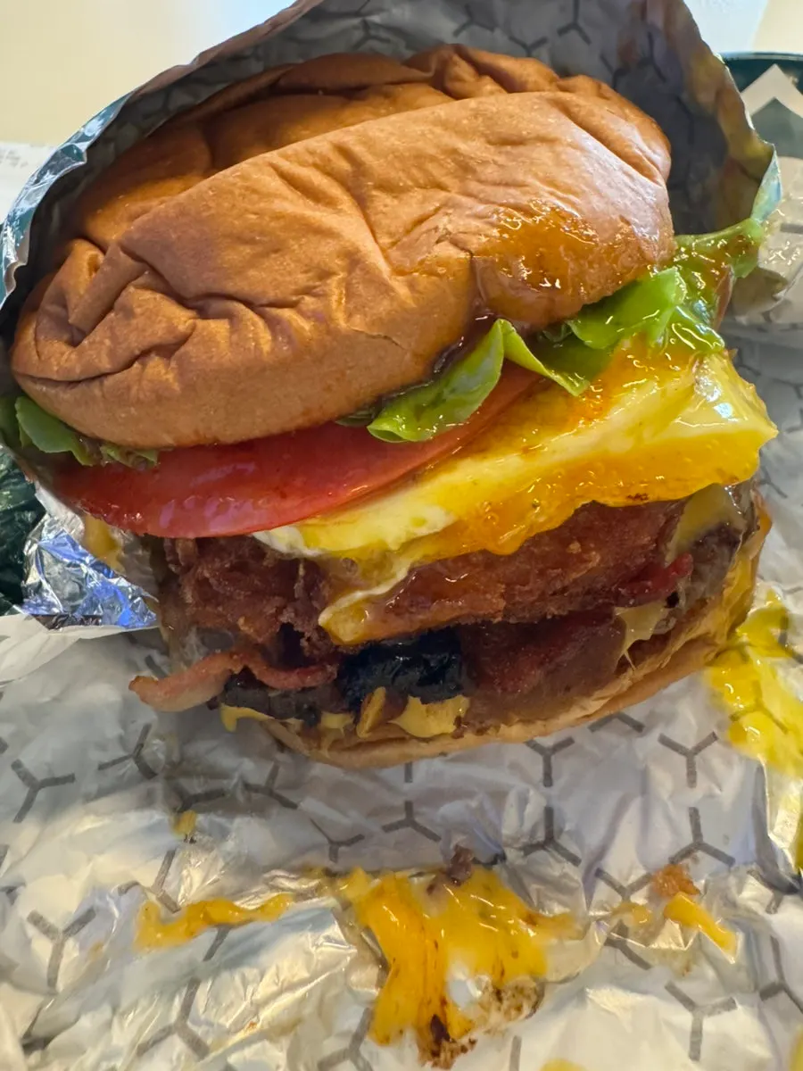 Hangover burger with beef patty and hash brown