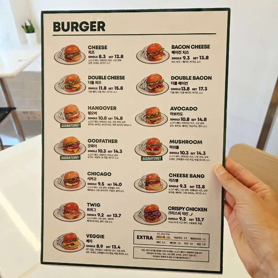 Burgiz Daeheung burger menu board
