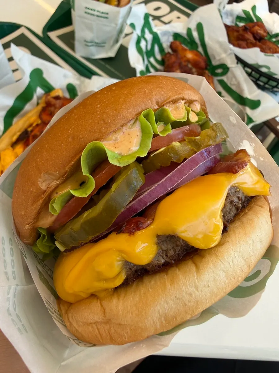 Close-up of a burger cross-section