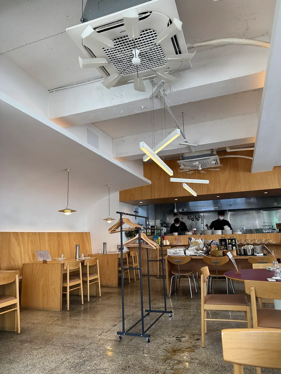 Coat hanger in the middle of the restaurant