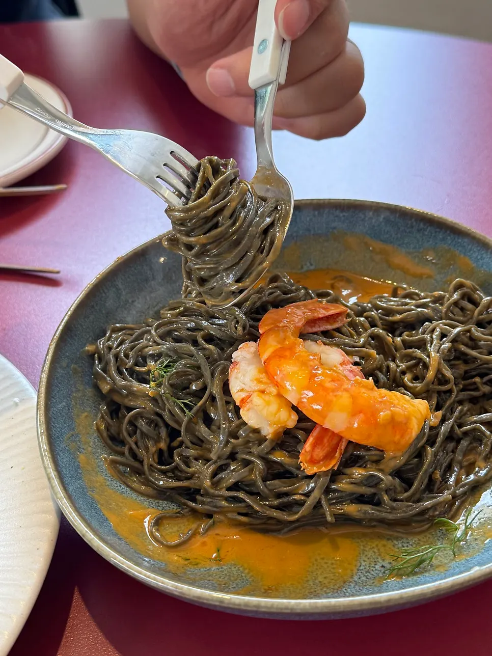 Close-up of the bisque sauce