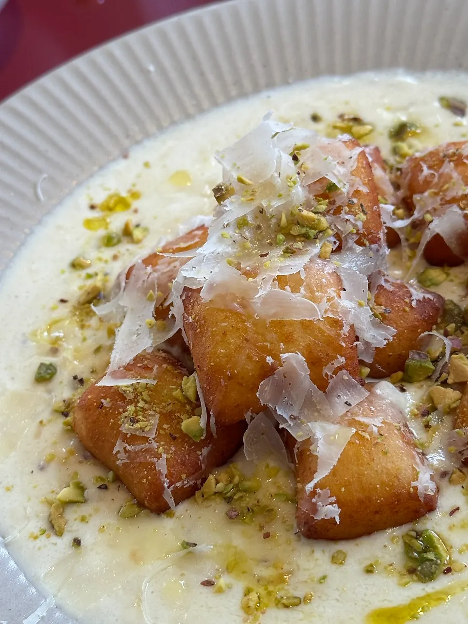 Cross-section of chewy gnocchi