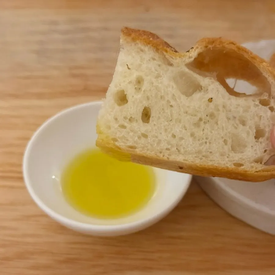 Cross-section of the soft focaccia bread