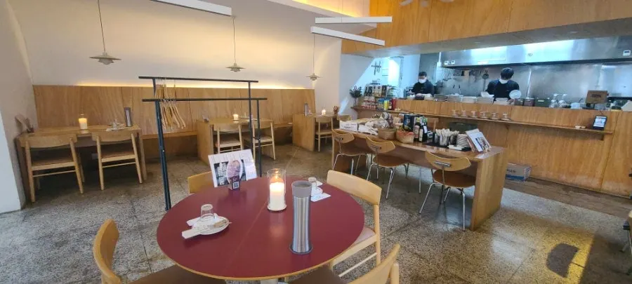 Burnish Resto's dining hall with evening atmosphere