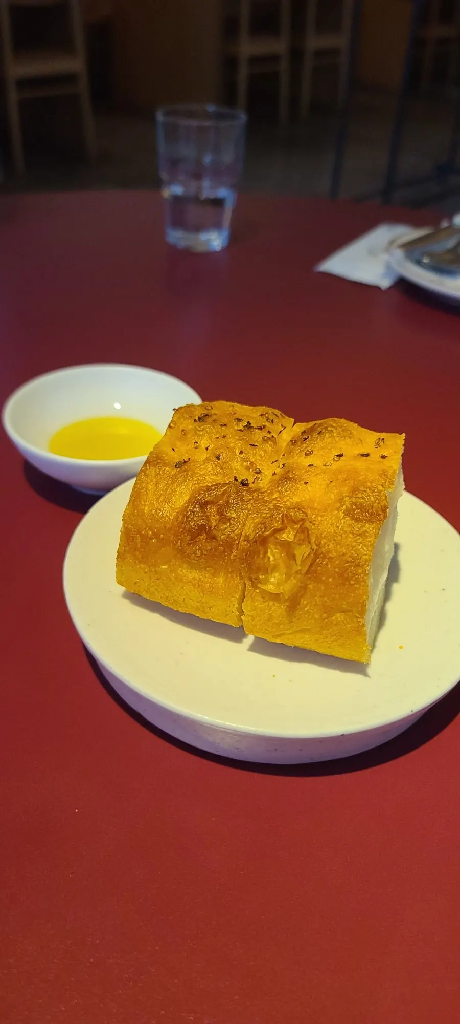 Pre-meal bread and olive oil at Burnish Resto