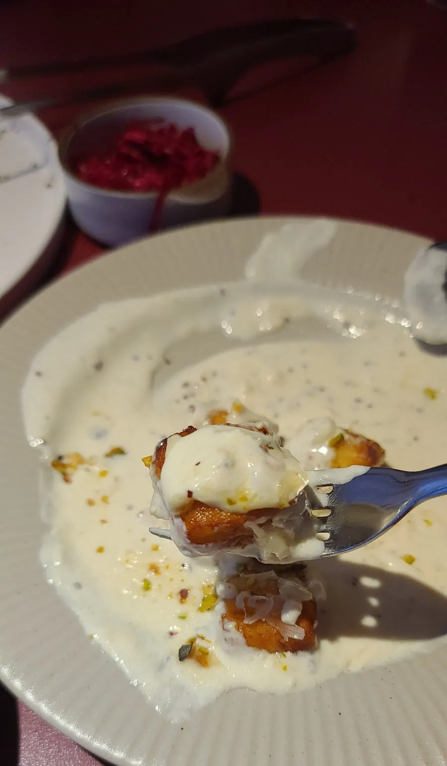 Golden, bite-sized gnocchi close-up