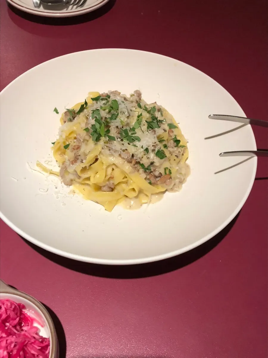 White ragù pasta made with fresh noodles