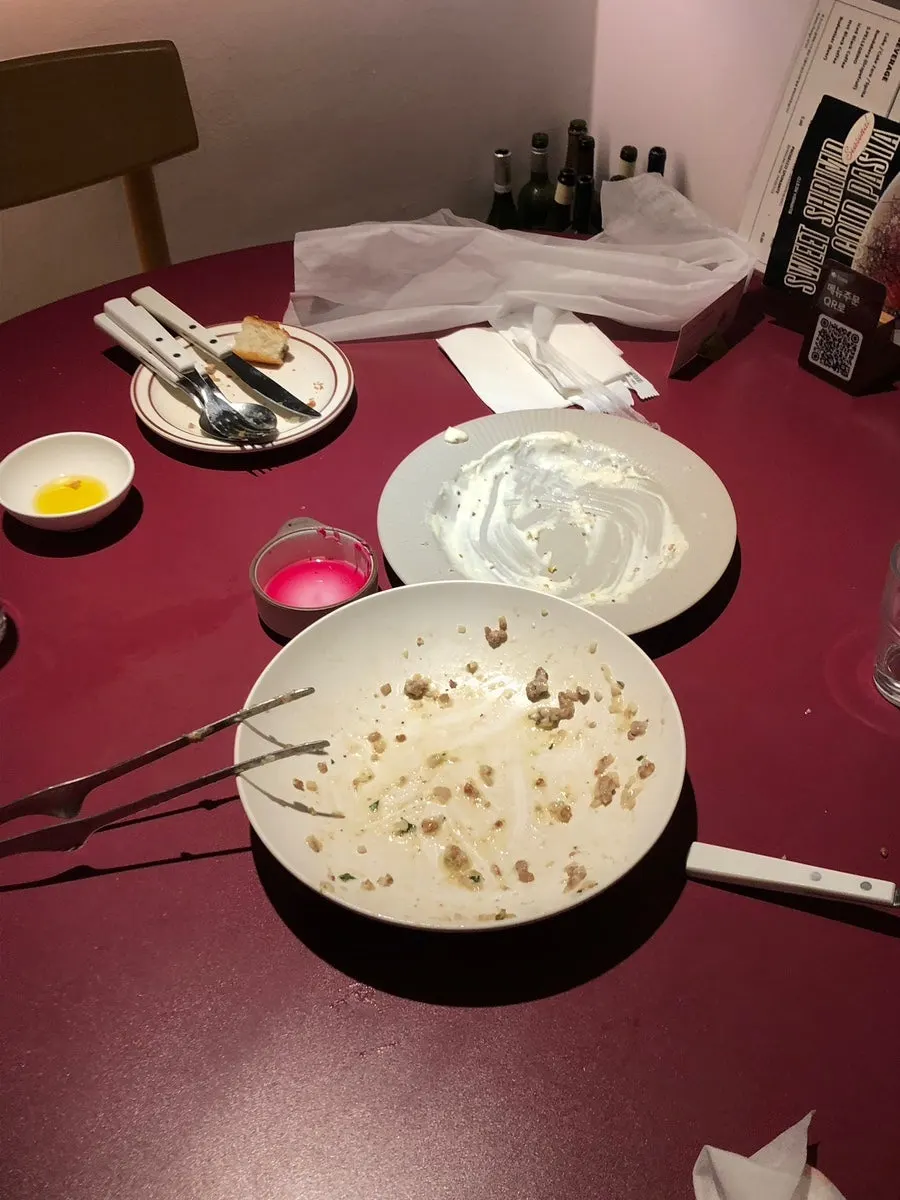 A cleaned pasta plate at Burnish Resto