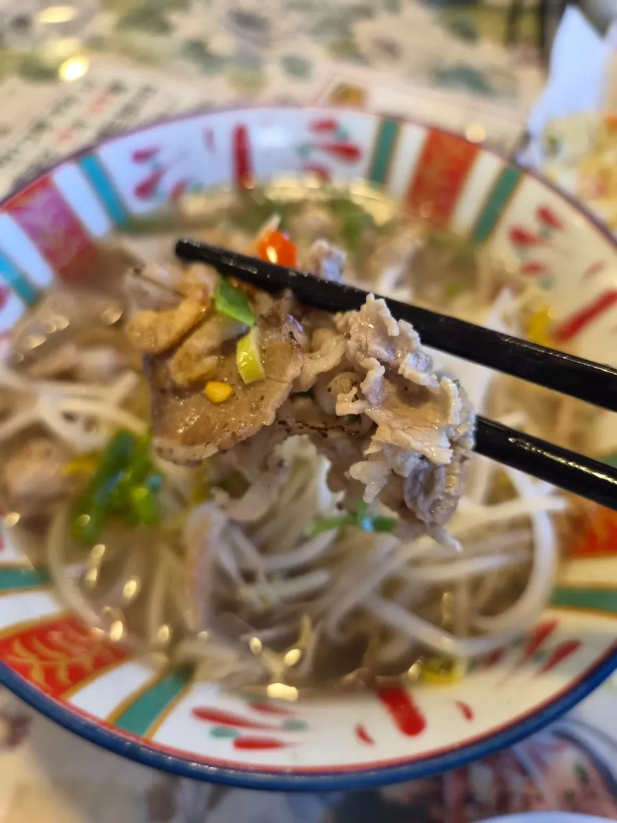Charcoal-grilled beef pho