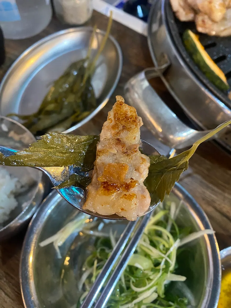 Fresh ribs dipped in sesame oil sauce