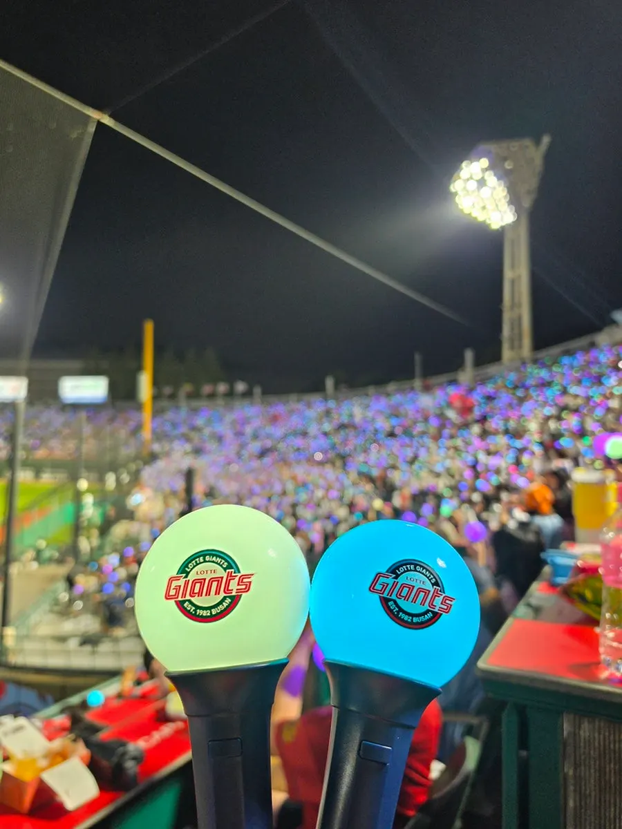 Watching a night game at Sajik Baseball Stadium