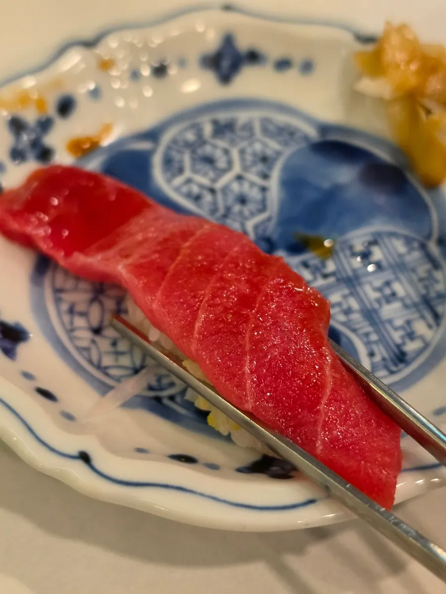 Sushi with soy sauce and pickled ginger