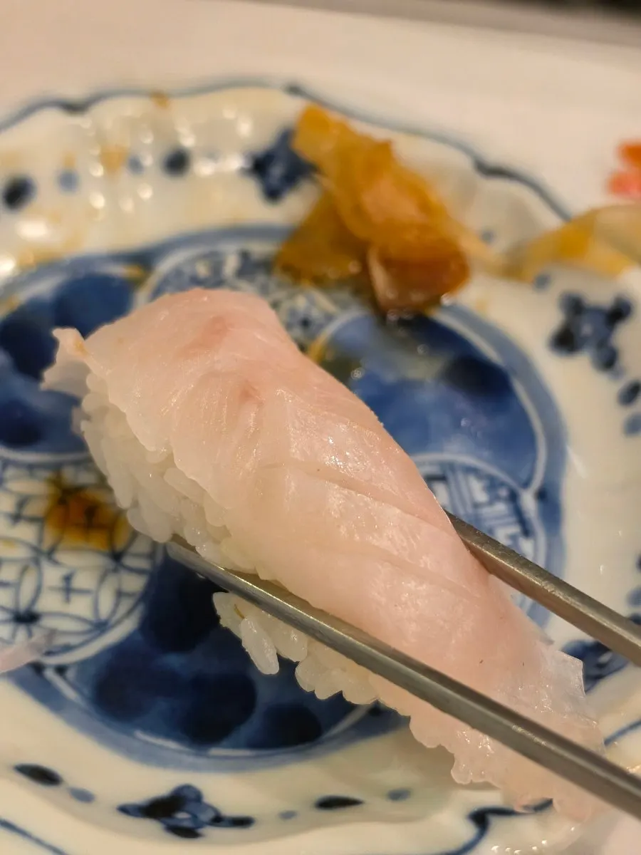 Abalone sushi included in the set