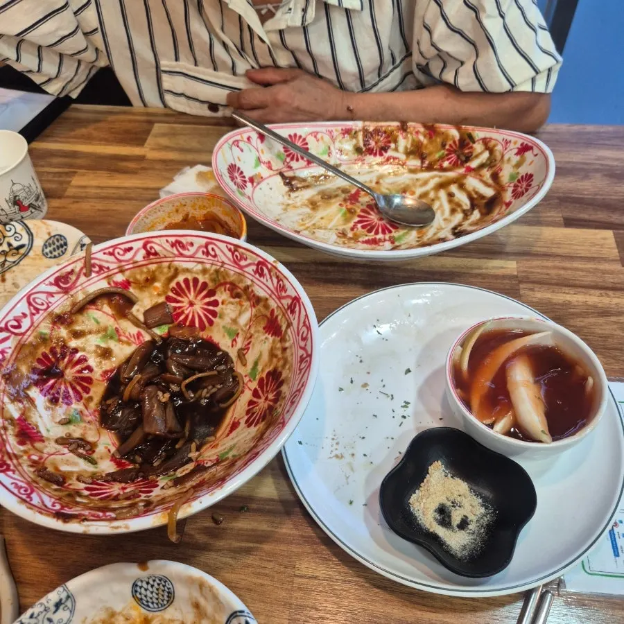 Chinese food spread after the meal