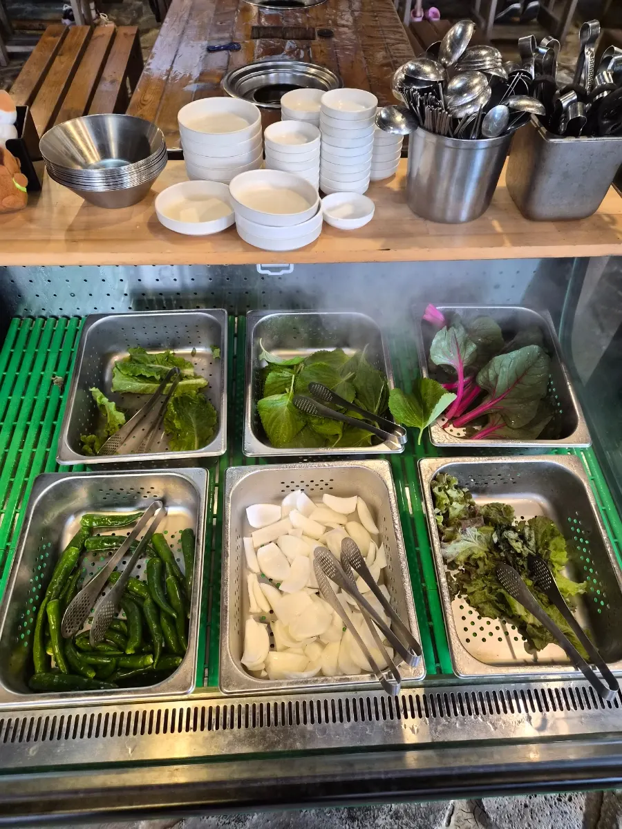 Fresh ssam greens taken from the self bar