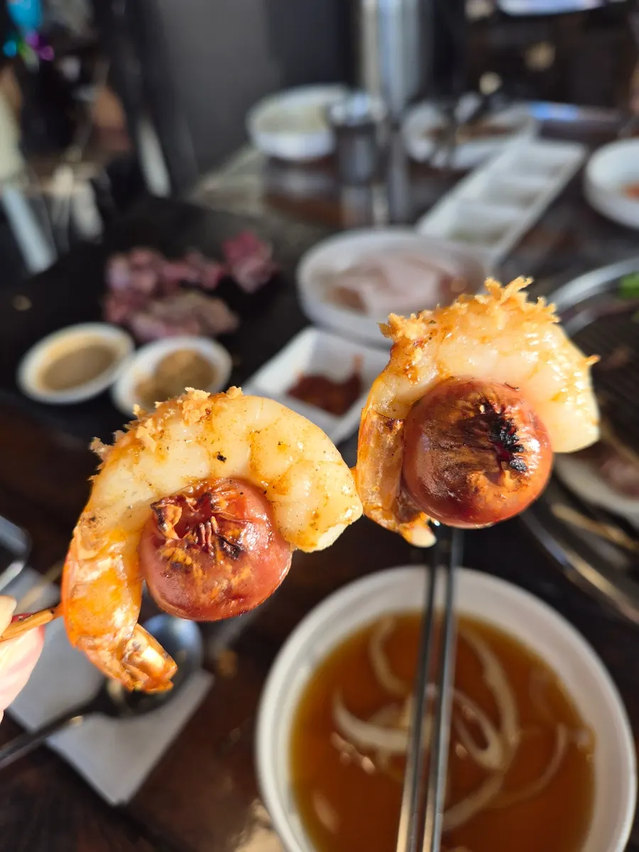 A skewer piece dipped in breadcrumbs