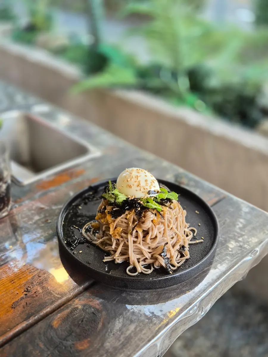 A bowl of perilla oil buckwheat noodles