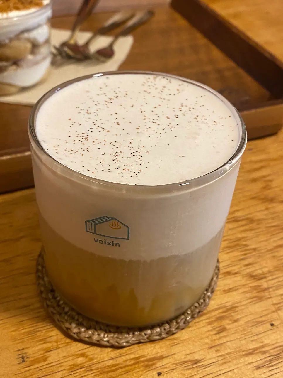 Café latte with latte art at Buajang