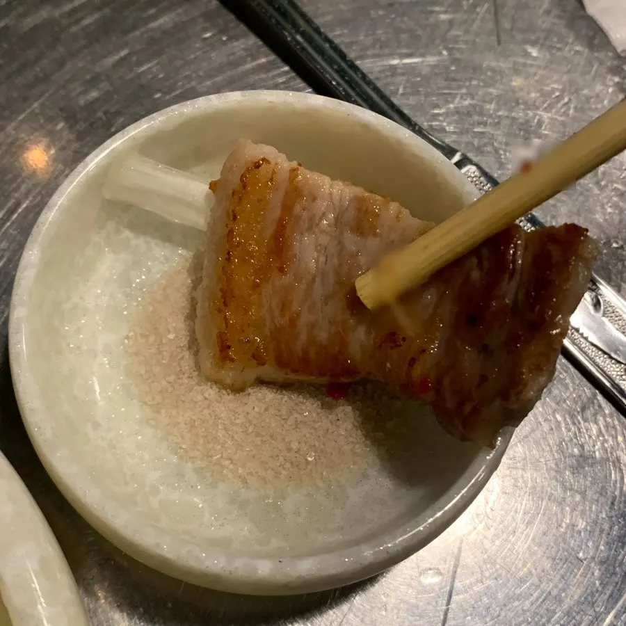 Pork belly paired with pa-jaeraegi