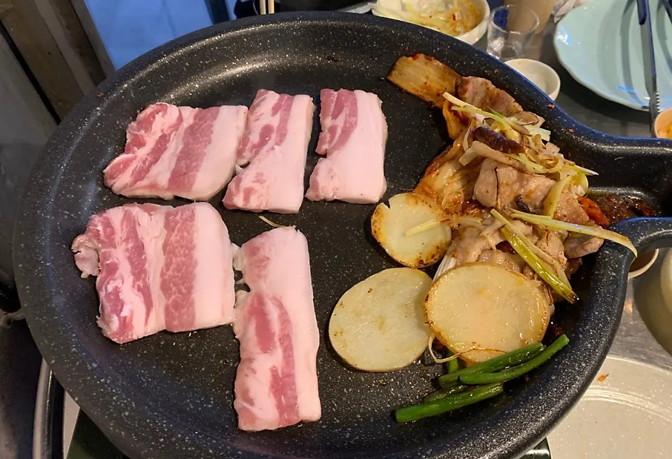 Myeong-i namul and extra pork belly