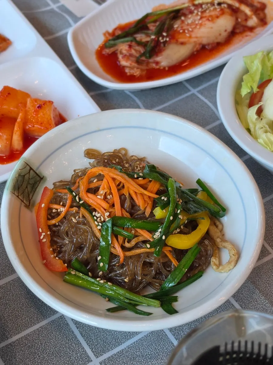 Zucchini tofu soup and Korean set-meal side dishes