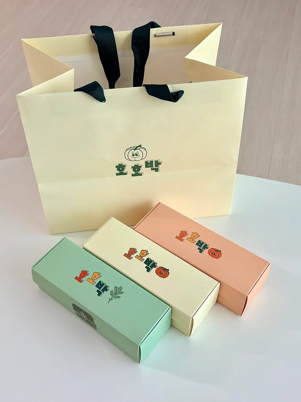 귀여운 디자인의 호호박 쇼핑백
