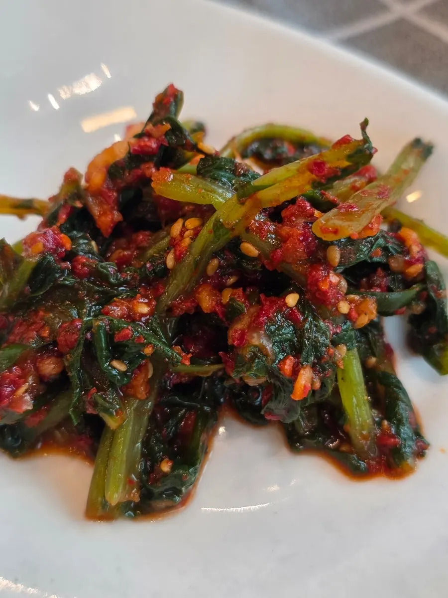 Plates of Korean side dishes