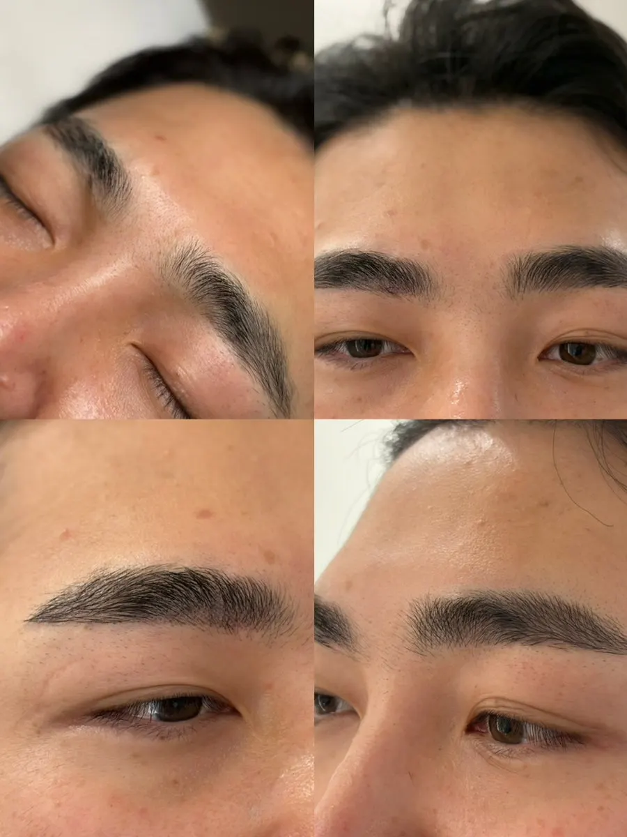 Men's semi-permanent eyebrows before and after