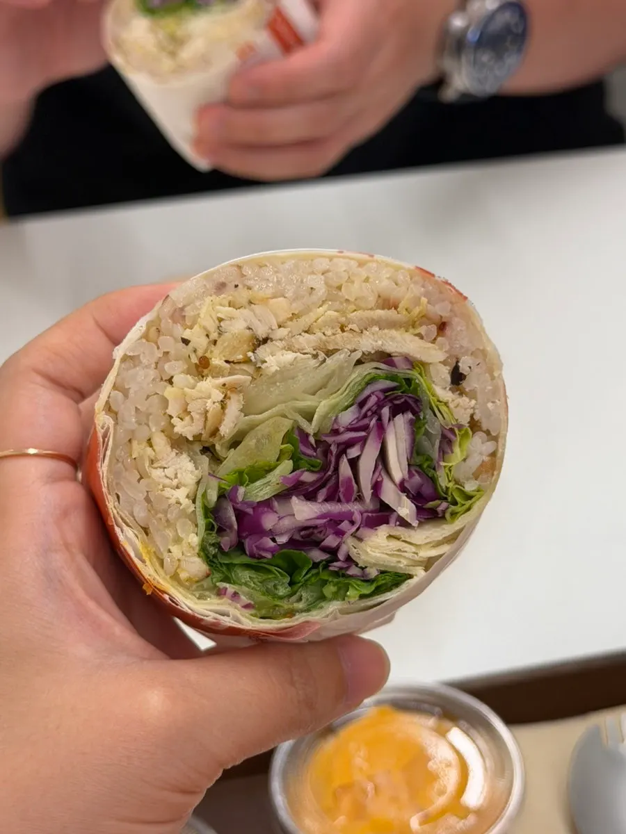 Chicken breast burrito with mustard sauce