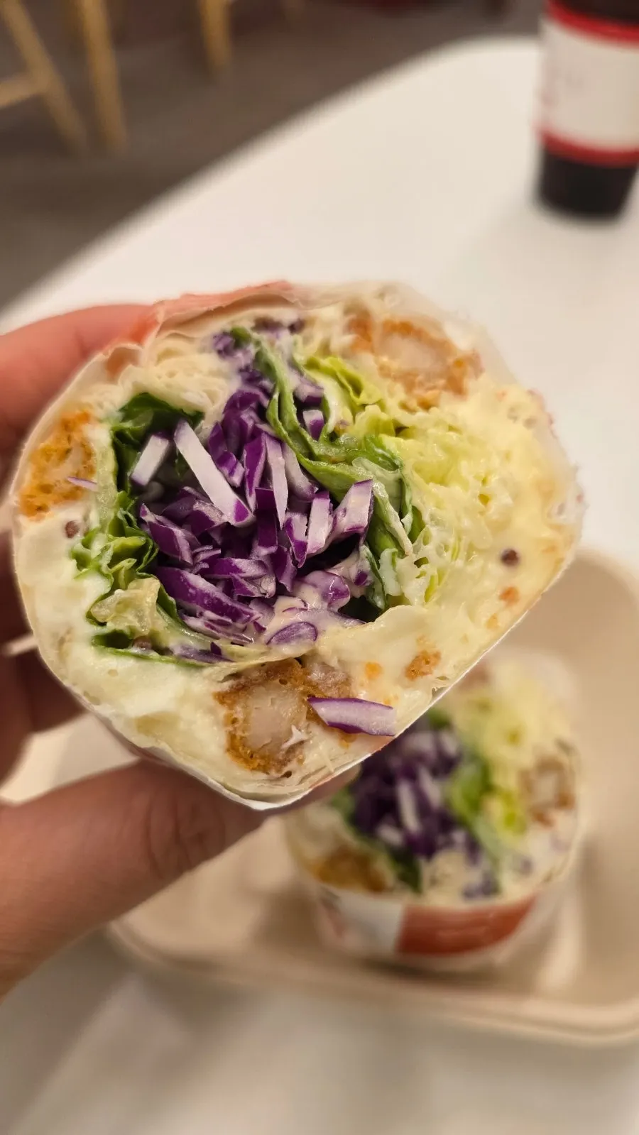 Crispy chicken wrap with crunchy vegetables