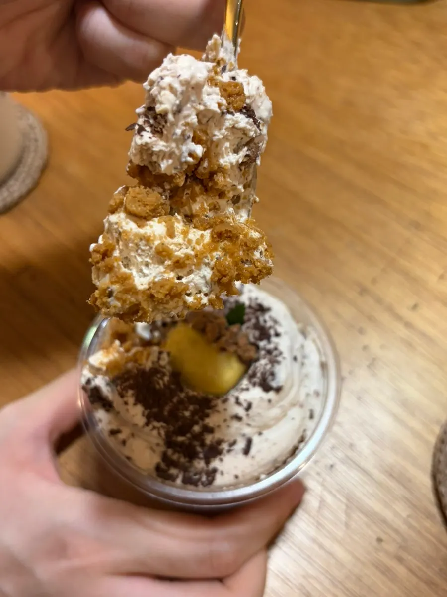 Tiramisu with chestnut cream and diced chestnuts